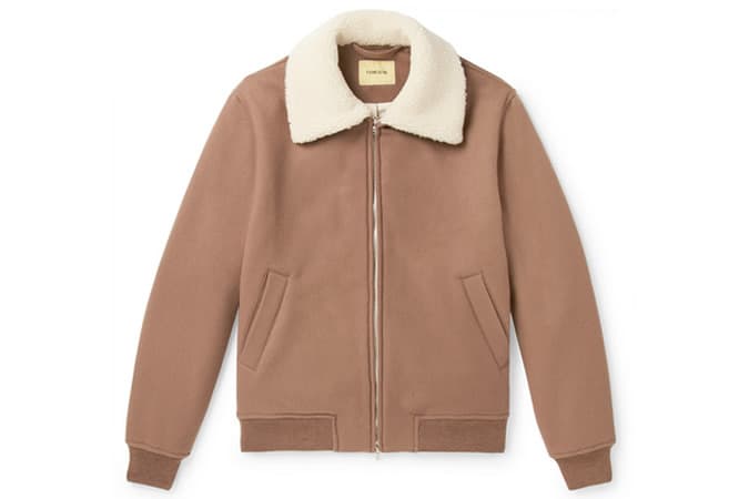 Những chiếc áo khoác shearling tốt nhất bạn có thể mua vào năm 2022 2 De bonne facture shearling-trimmed brushed-wool bomber jacket