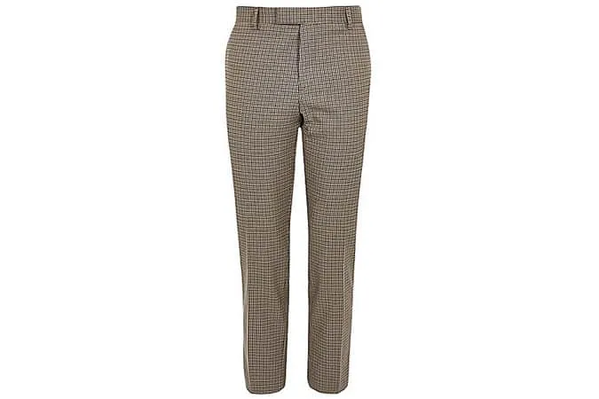 River island brown dogstooth check, quần cắt tốt nhất cho nam giới