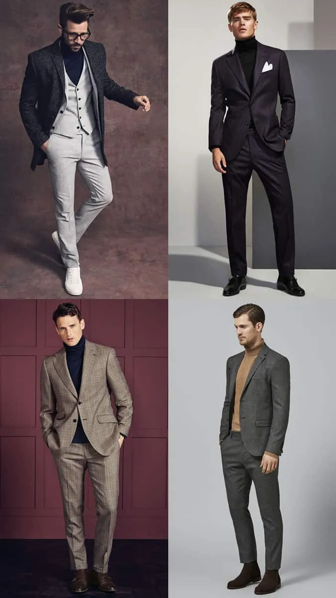 Cách mặc áo cổ lọ hoặc cổ rùa với suit hoặc blazer