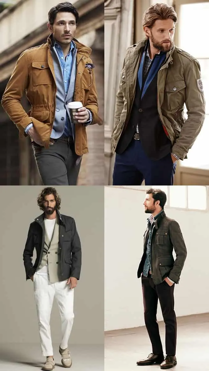 Áo khoác nam field / safari có thiết kế riêng và có các ngăn cách smart-casual - lookbook lấy cảm hứng từ trang phục thời trang