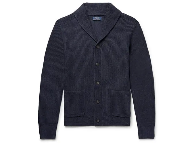 Áo len cổ lọ polo ralph lauren cardigan cotton có gân