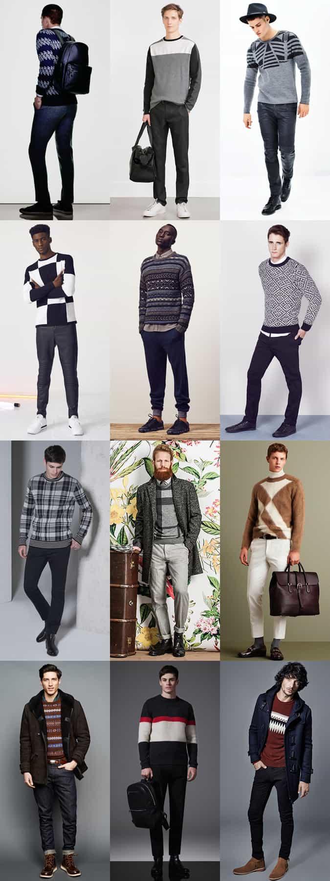 Lookbook truyền cảm hứng về trang phục dệt kim / đồ họa cho nam giới