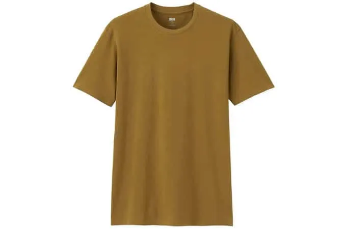 Áo thun cổ trụ uniqlo brown supima cotton crew