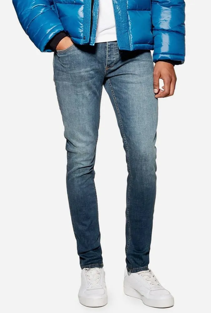 Topman mid wash stretch skinny jeans