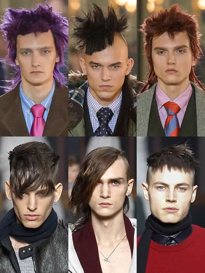 Kiểu tóc lấy cảm hứng từ phong cách punk của nam giới trên đường băng aw14 menswear