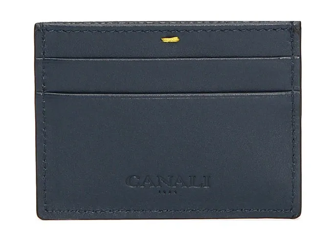 Chủ thẻ bằng da canali blue tumbled