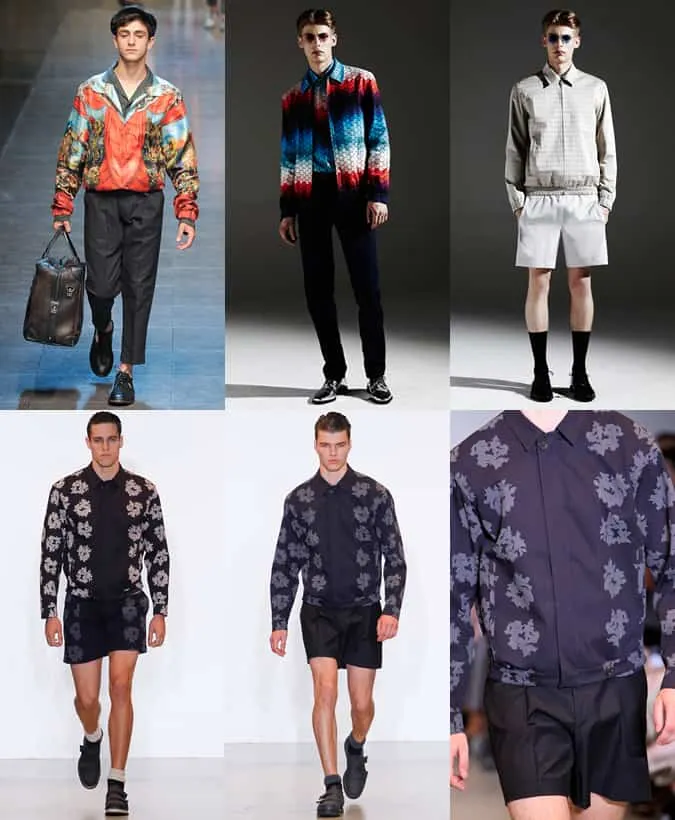 Áo khoác bomber in trên đường băng của d&g, jonathan saunders và calvin klein