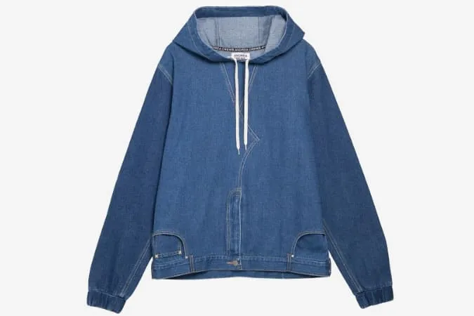 Andrea crews blue raw denim hoodie