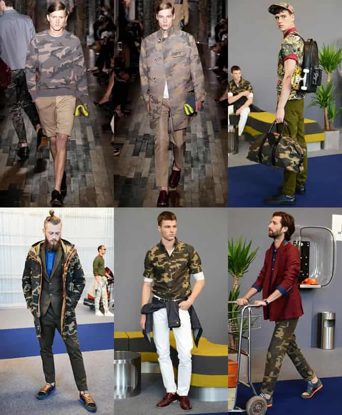 Camo print trên đường băng ss14 tại ami và valentino