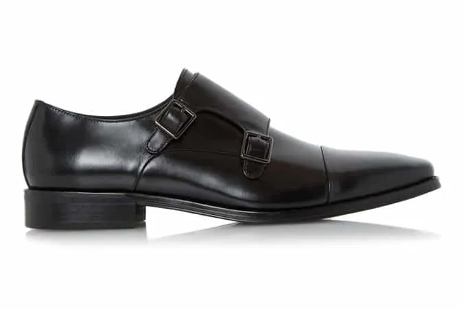 Dune chisel toecap double buckle monk shoe