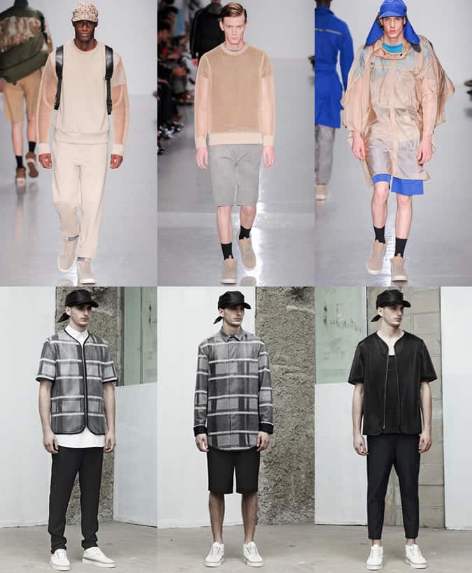 Xu hướng vải của nam giới mùa xuân / hè 2014: lưới 3 Vải & mảnh lưới dành cho nam trên đường băng ss14 christopher raeburn và alexander wang