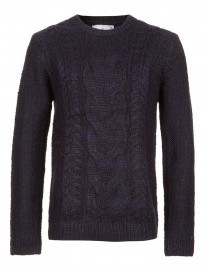 Topman navy chunky cable jumper