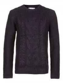 Topman navy chunky cable jumper