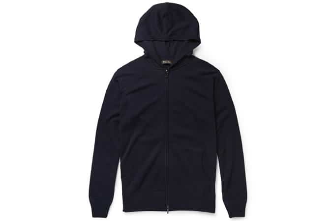 Loro pian portland zip up silk & cashmere blend hoodie
