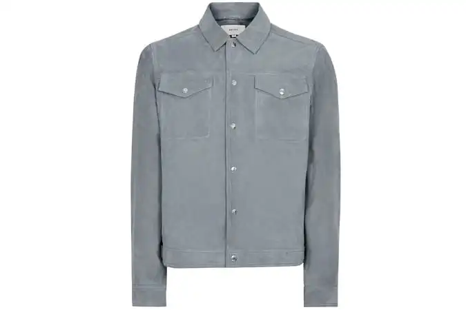 Reiss soft blue suede jacket