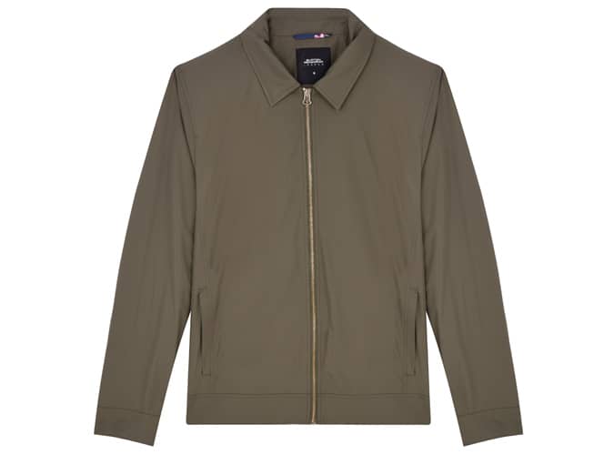 Burton kaki nylon áo khoác harrington có cổ