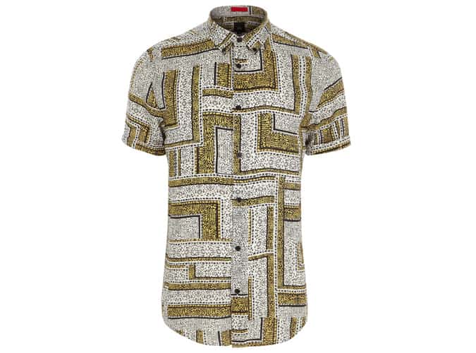 Áo sơ mi ngắn tay in hình gạch river island