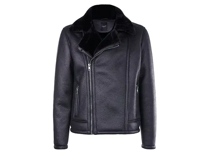 New look black shearling aviator jacket