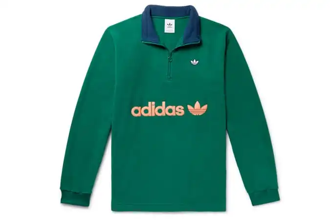 Xuất xứ adidas samstag color-block logo-appliquéd fleece half-zip sweatshirt