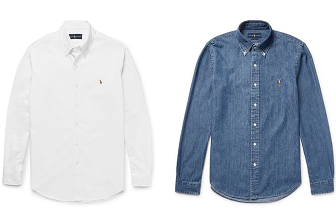 Áo sơ mi oxford không nút của ralph lauren
