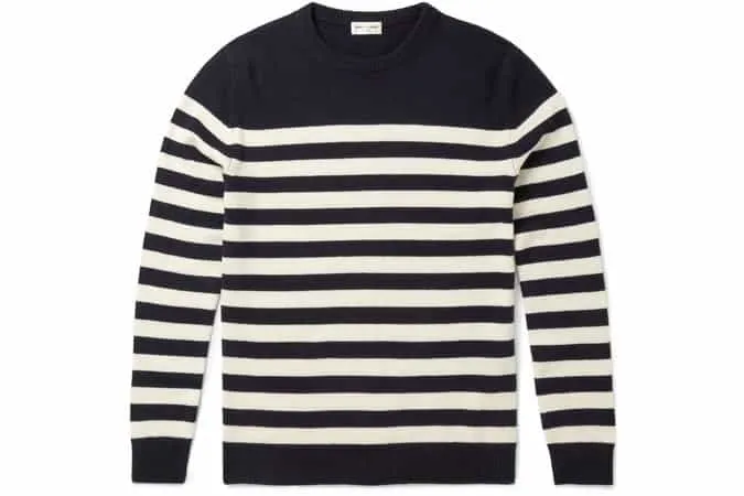 Áo len cashmere sọc mỏng vừa vặn của saint laurent