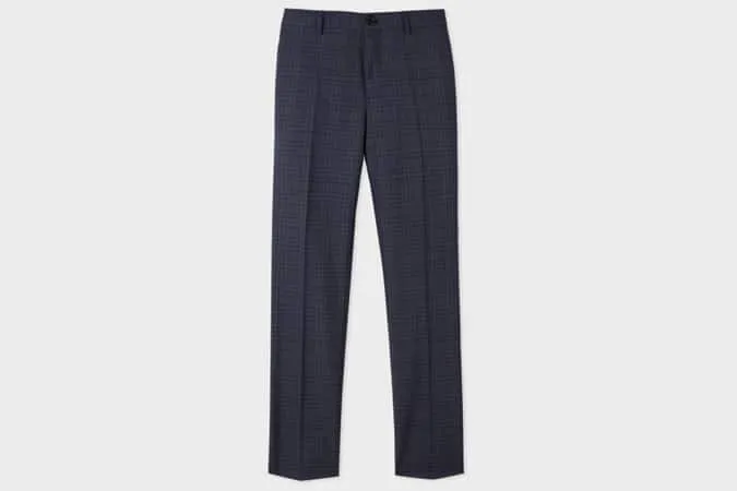 Paul smith navy tonal check quần len merino