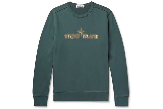 Stone island may-nhuộm logo-thêu loopback áo len-jersey