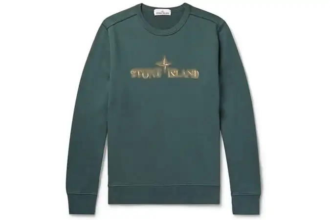 Stone island may-nhuộm logo-thêu loopback áo len-jersey