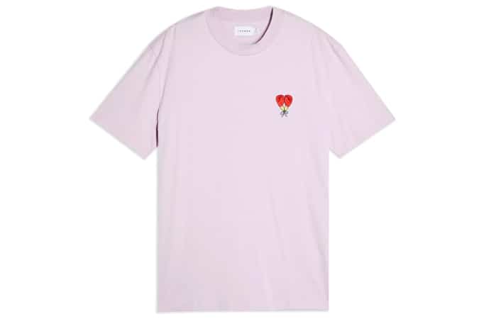 Calm x topman lilac găng tay đấm bốc thêu t-shirt