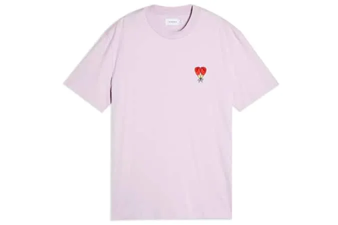 Calm x topman lilac găng tay đấm bốc thêu t-shirt