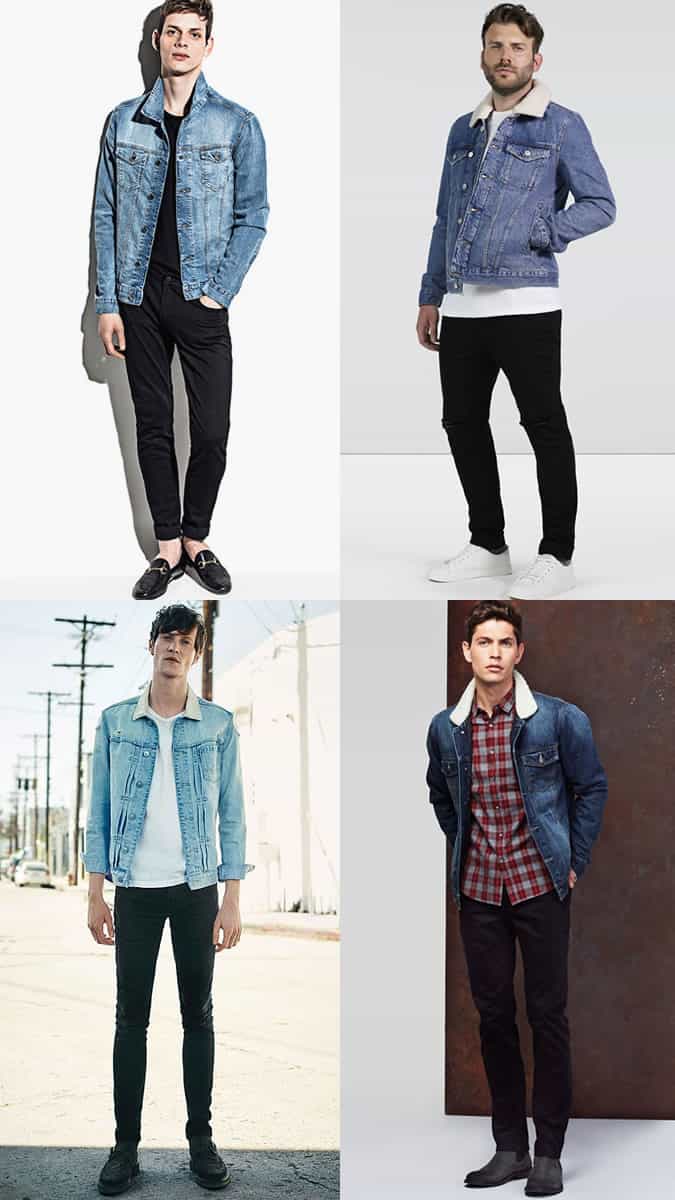 Quần jean nam màu đen với sự kết hợp nhẹ nhàng của áo khoác denim