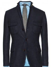 He by mango áo khoác len pha trộn nhiều túi