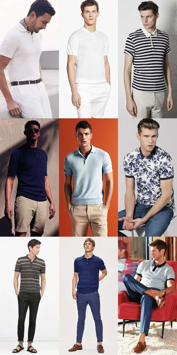 Áo sơ mi polo nam in và dệt kim lookbook lấy cảm hứng từ trang phục mùa xuân / mùa hè