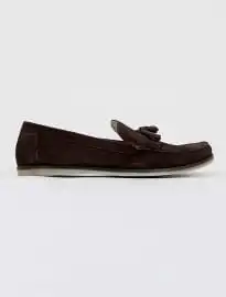 Topman thorn brown suede tassel loafers