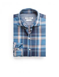 He by mango áo sơ mi kiểm tra twill ôm vừa vặn