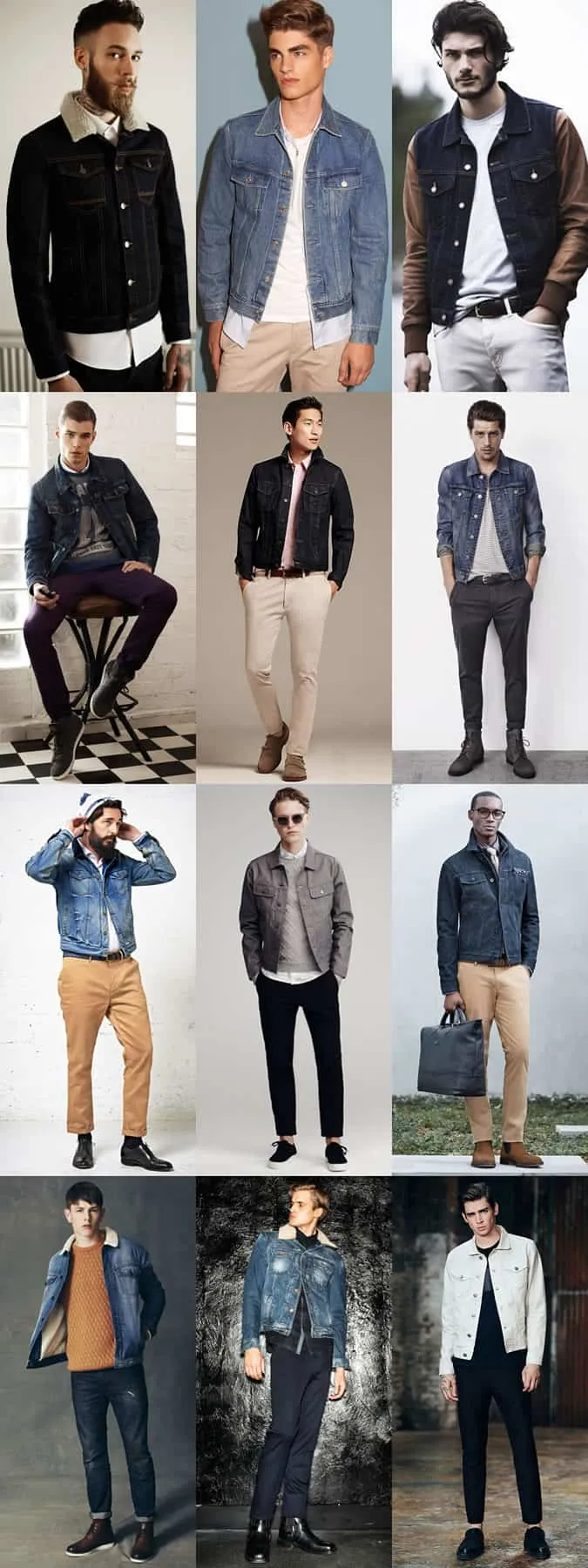 Nam giới áo khoác denim nam lookbook cảm hứng cho trang phục mùa thu