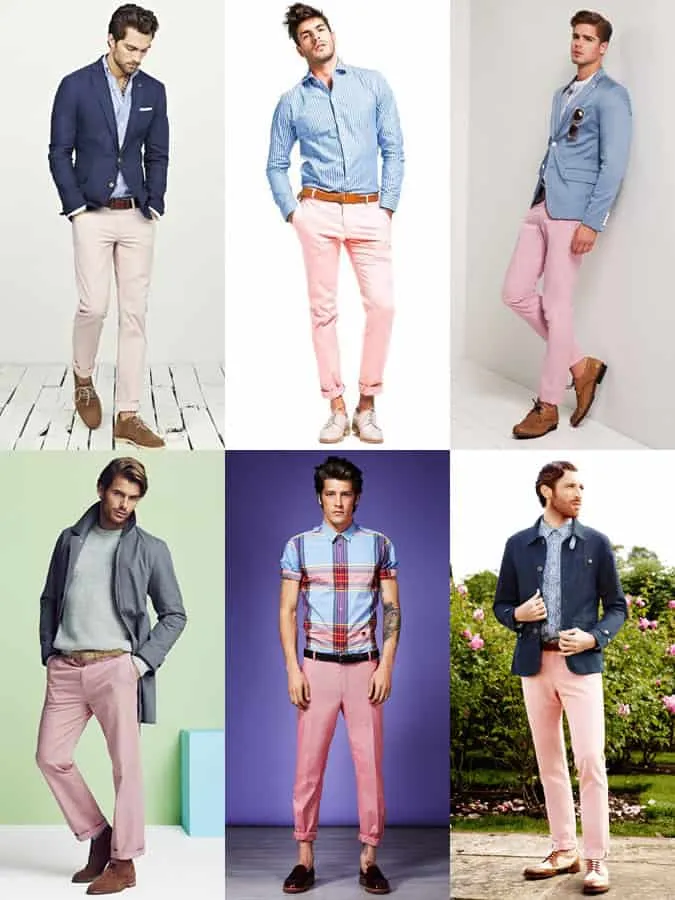 Lookbook lấy cảm hứng từ trang phục chinos màu hồng cho nam