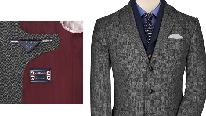 Các bổ sung về tủ quần áo dạng con nhộng: mùa thu năm 2014 12 Charles tyrwhitt grey herringbone yorkshire tweed slim-fit jacket