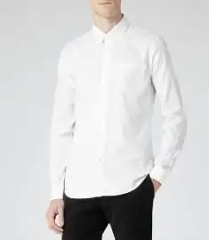 Reiss ascot áo sơ mi oxford trắng