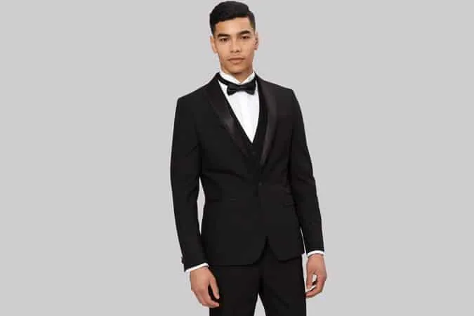 Moss bros london skinny fit black tuxedo