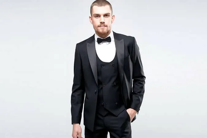 Asos slim suit tuxedo màu đen