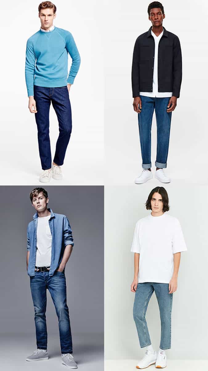 Những mảnh thiết yếu bạn cần trong tủ quần áo chuyển tiếp của mình 4 Lookbook truyền cảm hứng cho trang phục quần jean nam cạp thẳng và thoải mái