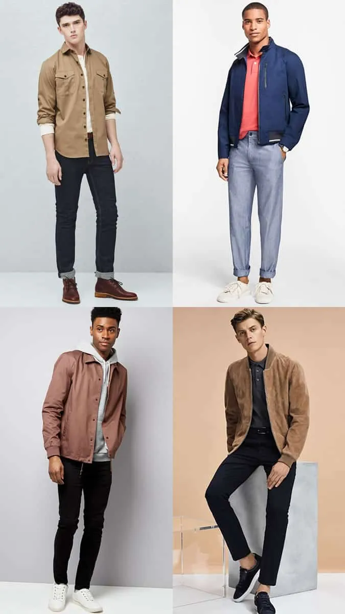 Máy bay ném bom nam, áo khoác ngoài và áo khoác huấn luyện viên lookbook lấy cảm hứng từ trang phục