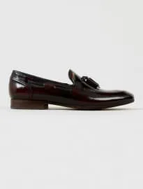 Topman hudson pierre burgundy leather tassel loafers