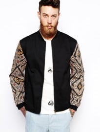 Son of wild akeem bomber jacket với tay áo in hình bộ lạc