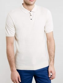 Áo sơ mi polo dệt kim ngắn tay topman cream cable