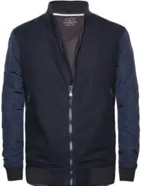 He by mango quilted sleeve bomber jacket