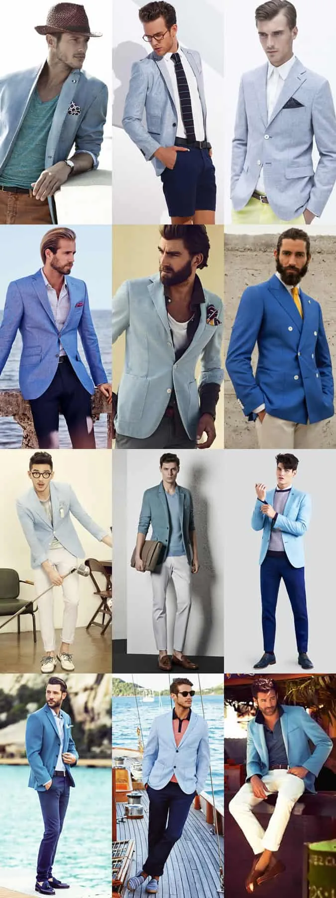 Áo khoác nam blue blazer đầy cảm hứng cho trang phục mùa xuân / mùa hè lookbook