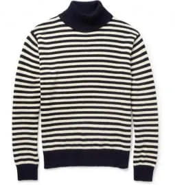 Gant rugger sọc dệt kim cotton rollneck sweater