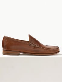 M & s collection leather slip-on loafers